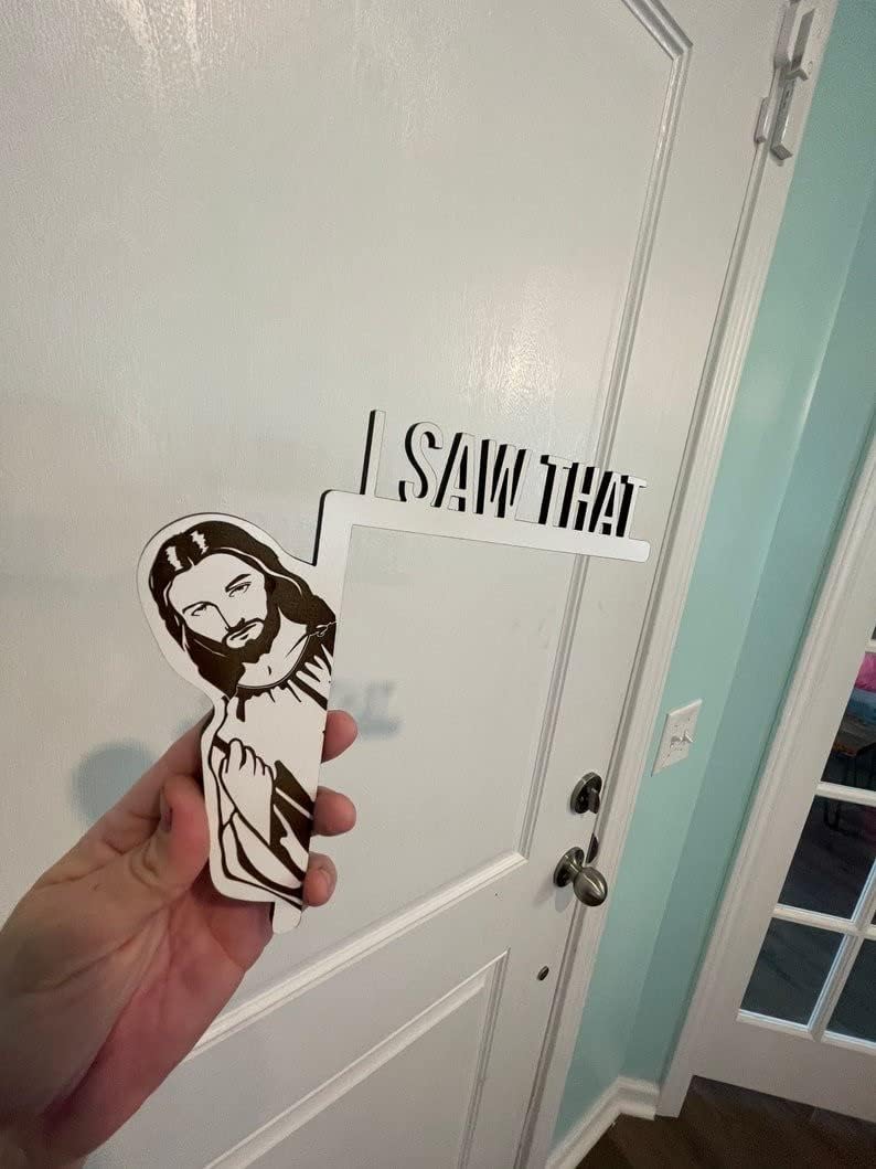 klarako Funny Home Decor I Saw That Jesus Door Frame Decoration, Jesus Door Corner Sign Decoration, Christian Door Decor I Saw That Jesus Corner Decor, Funny Jesus Door Hanger (Blackleft) - Image 3