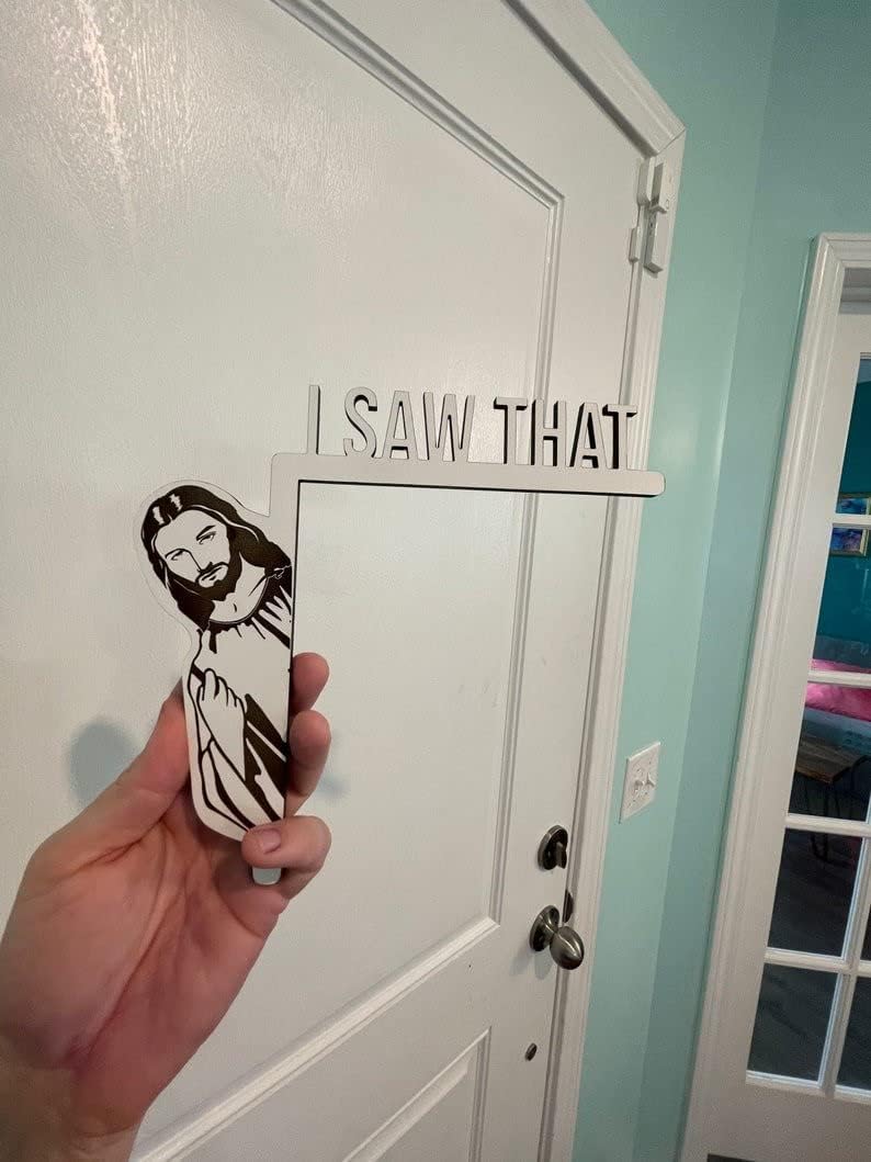 klarako Funny Home Decor I Saw That Jesus Door Frame Decoration, Jesus Door Corner Sign Decoration, Christian Door Decor I Saw That Jesus Corner Decor, Funny Jesus Door Hanger (Blackleft) - Image 5