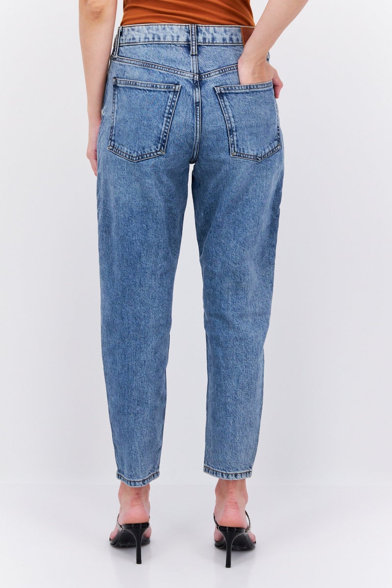 ESPRIT Women Regular Fit Washed Stretchable Retro Classic Jeans, Blue - Image 2