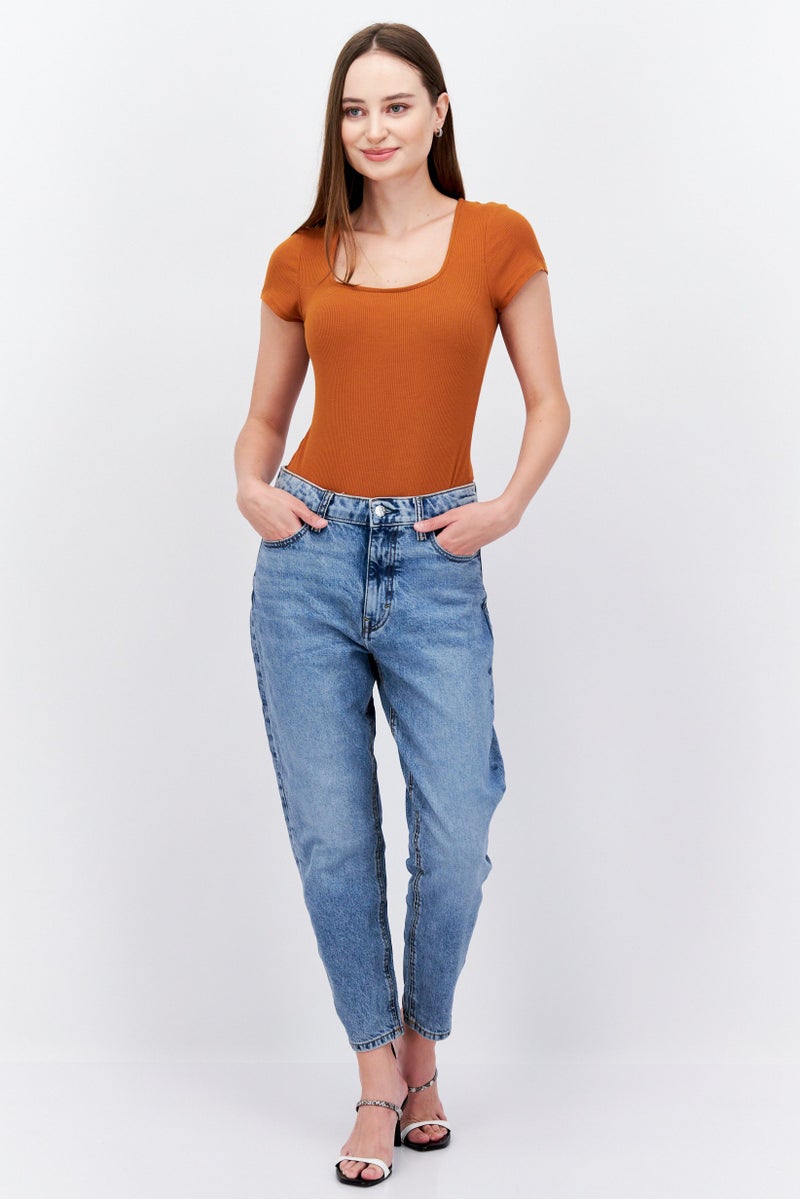 ESPRIT Women Regular Fit Washed Stretchable Retro Classic Jeans, Blue - Image 3