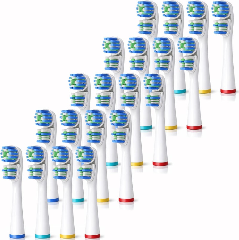 ألابينا رؤوس فرشاة بديلة متوافقة مع OralB Braun - أفضل تنظيف مزدوج، عبوة من 20 رأس فرشاة أسنان كهربائية بديلة - لـ Oral B Pro، 1000، 8000، 9000، Sonic، للبالغين، الأطفال، Vitality، Dual Plus! - Image 1