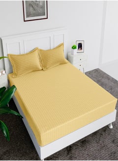 MAXQON Pack of 5 Colors Set - Fitted Elastic Bedsheet Set With Pillow Covers, King/Queen Size, (Blue, Grey, Gold, White, Beige Colors set)  - Image 5