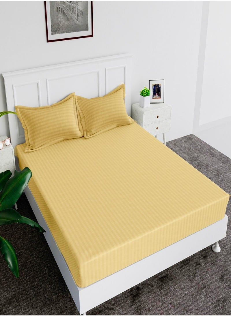 MAXQON Pack of 5 Colors Set - Fitted Elastic Bedsheet Set With Pillow Covers, King/Queen Size, (Blue, Grey, Gold, White, Beige Colors set)  - Image 5