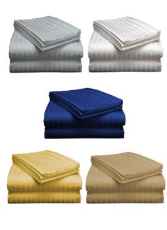 MAXQON Pack of 5 Colors Set - Fitted Elastic Bedsheet Set With Pillow Covers, King/Queen Size, (Blue, Grey, Gold, White, Beige Colors set)  - Image 1