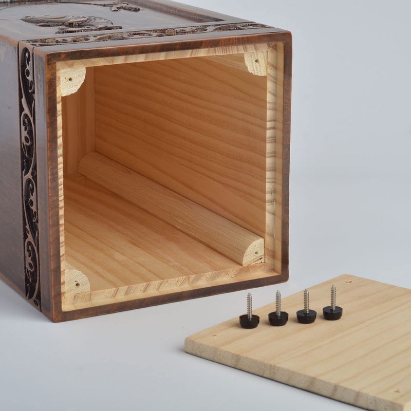 Engmvwod Handmade Wooden Engraved Urn For Human Ashes 250Lbs Adult Male Female Satin Bag Fishing Cremation Urns Box - Image 5