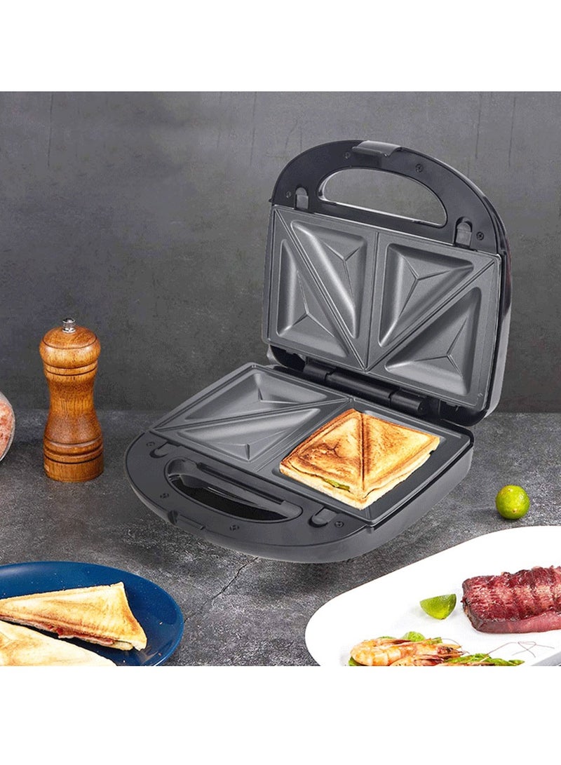 سوكاني صانعة الساندوتشات الكهربائية بقدرة 750 وات 6 في 1، الدونات والمكسرات والفطائر والأصداف والسندويشات والخبز المحمص وشرائح اللحم المشوية، طبق كبير غير لاصق قابل للإزالة، SK-908 أسود - Image 3