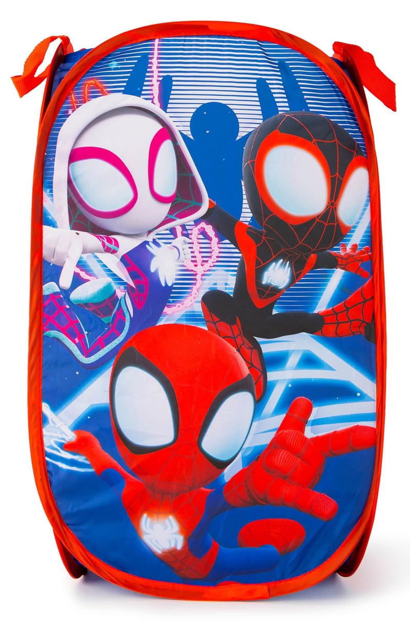 Jay Franco Marvel Spidey & His Amazing Friends Pop Up Hamper - Ghost Spider and Miles Morales Mesh Laundry Basket/Bag with Durable Handles - Storage for Clothes and Toys - Image 1