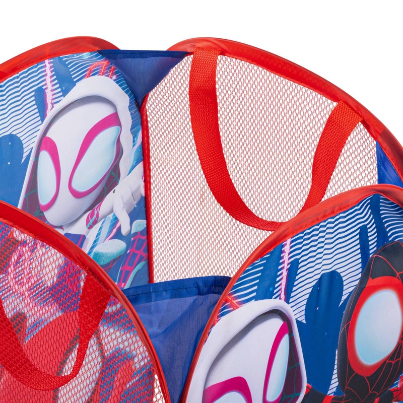 Jay Franco Marvel Spidey & His Amazing Friends Pop Up Hamper - Ghost Spider and Miles Morales Mesh Laundry Basket/Bag with Durable Handles - Storage for Clothes and Toys - Image 3