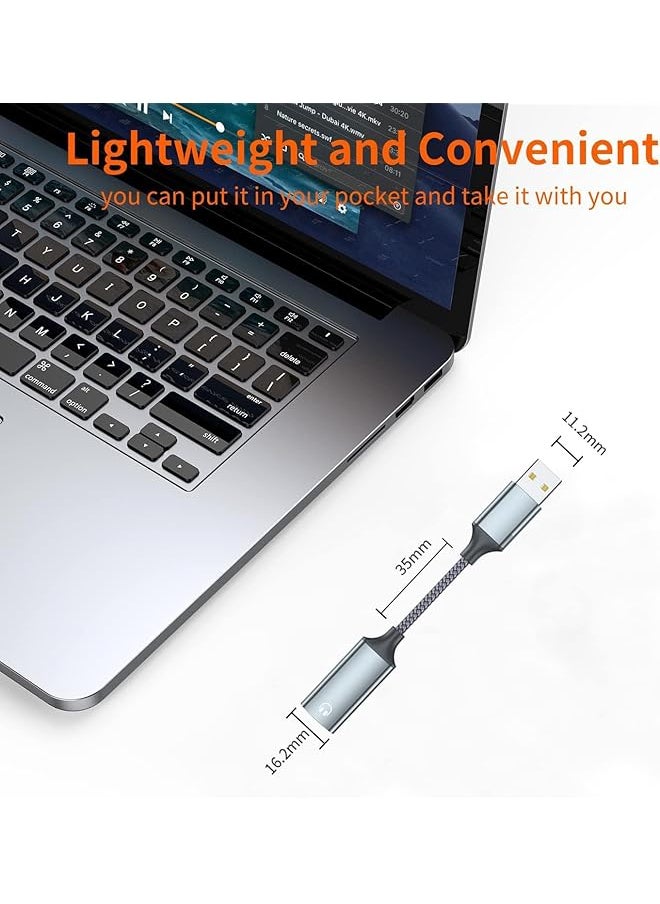 erorex - Usb A To Lightning Audio Adapter Cable Usb 3.0 Male To Lightning Female Hifi Audio Headphones Converter Fit Macbook Computer Pc Headphone Earbuds Mic Nylon Braided - Image 1