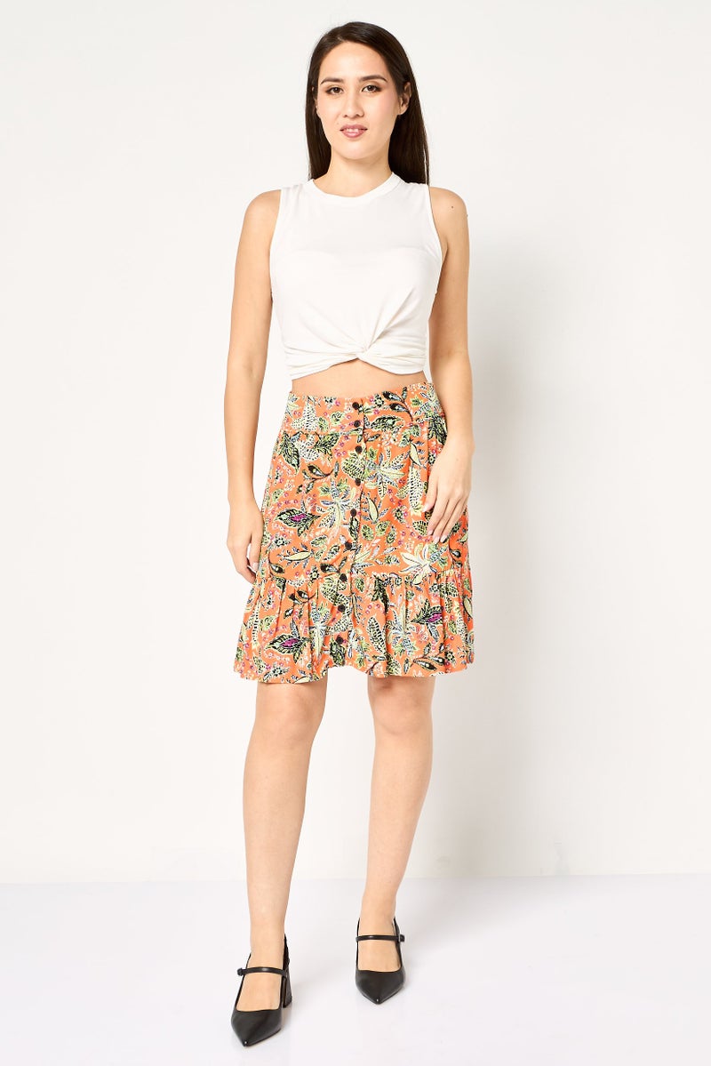 promod تنورة ميني مطبوعة بالكامل للنساء، متعددة الألوان - Image 2