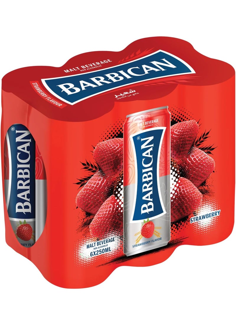 باربيكان مشروب شعير خالية من الكحول بنكهة الفراولة 6x250مل - Image 1