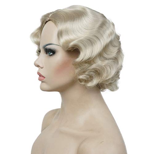 Lydell Vintage Cosplay Party Wig Short Finger Wavy Flapper Hairpiece +Free Wig Cap (AB102) - Image 5