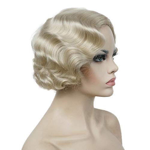 Lydell Vintage Cosplay Party Wig Short Finger Wavy Flapper Hairpiece +Free Wig Cap (AB102) - Image 2