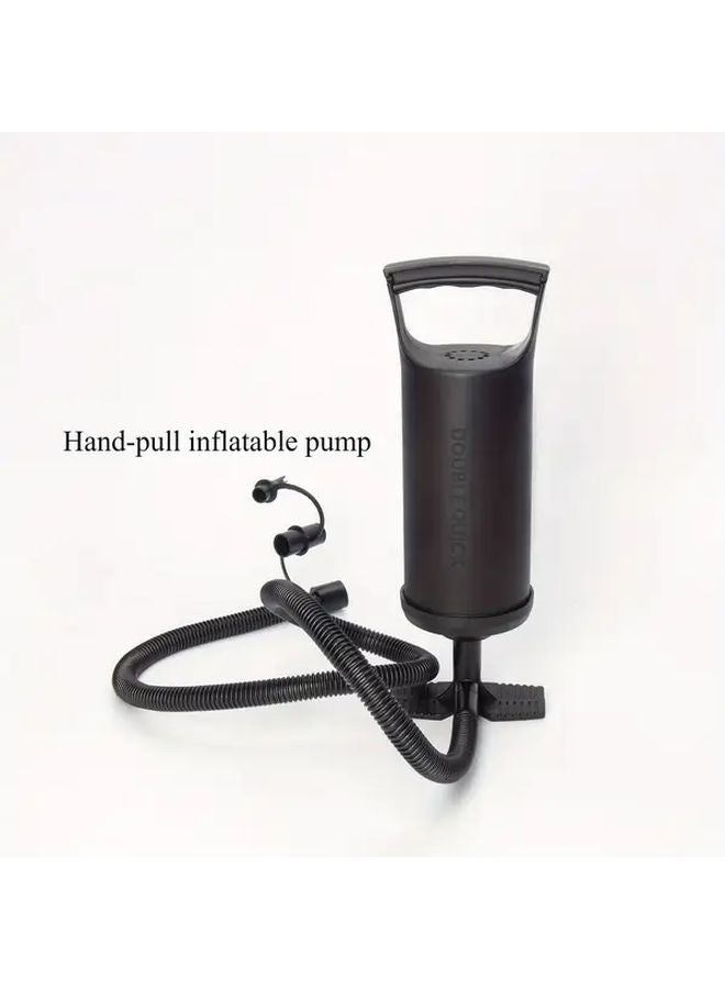 Portable Blue Inflatable Air Mattress 35.43x82.68 Inch Durable PVC Includes Hand Pull Pump - Image 1