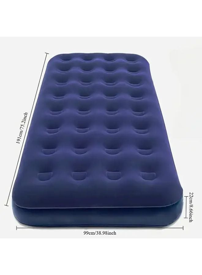 Portable Blue Inflatable Air Mattress 35.43x82.68 Inch Durable PVC Includes Hand Pull Pump - Image 2
