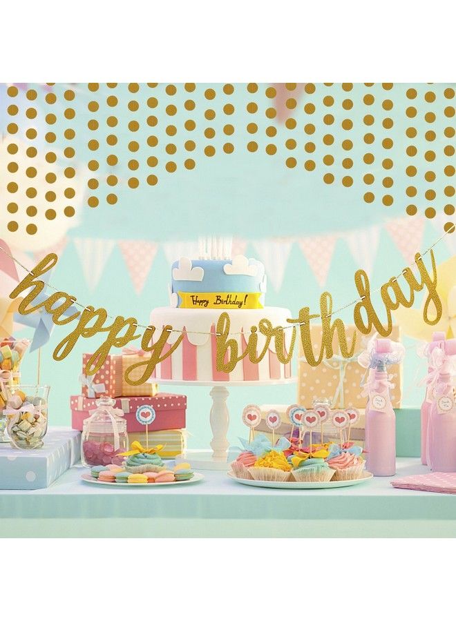 LeeSky Gold Birthday Decorations, Gold Glitter Happy Birthday Banner And Circle Dots Garland For Birthday Party Decorations Birthday Party Supplies - Image 4