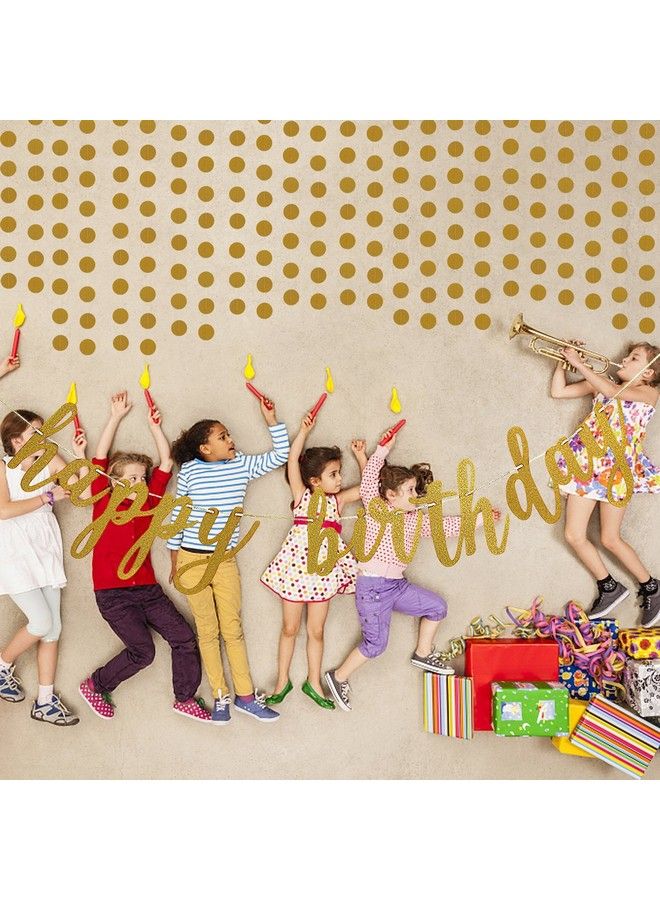 LeeSky Gold Birthday Decorations, Gold Glitter Happy Birthday Banner And Circle Dots Garland For Birthday Party Decorations Birthday Party Supplies - Image 3