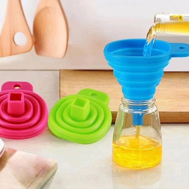 KIDINGTON Premium Glass Oil Dispenser Bottle with 1 Silicone Foldable Rubber Funnel for Bottle Filling Transparent Oil Pourer 500 ML Pack of 2 - Image 5