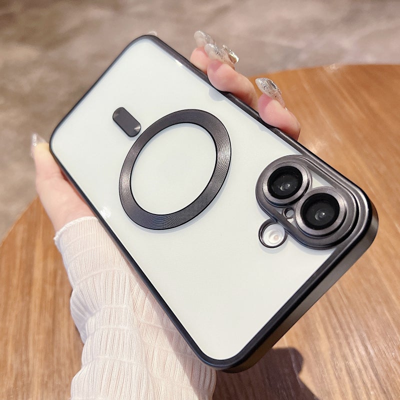 HuHa Protective Cover For iPhone 16 MagSafe Magnetic Frosted TPU Phone Case(Black) - Image 1