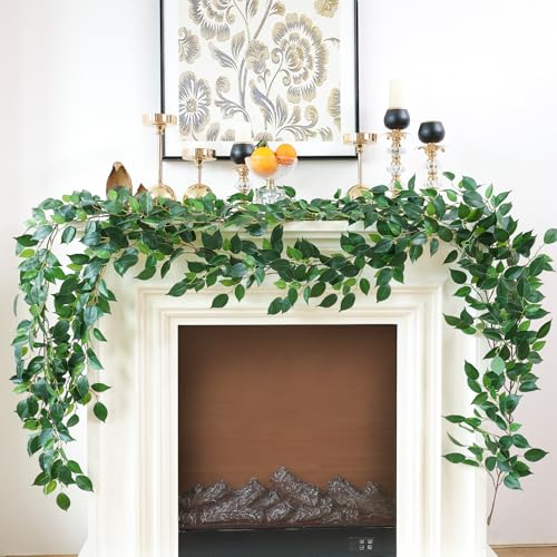 Mizii 3 Packs Artificial Vines Garland 78'' Fake Ficus Vine Greenery Garland Silk Green Leaves Decoration Faux Hanging Plants for Wedding Table Centerpieces Wall Room Decor (78in) - Image 4