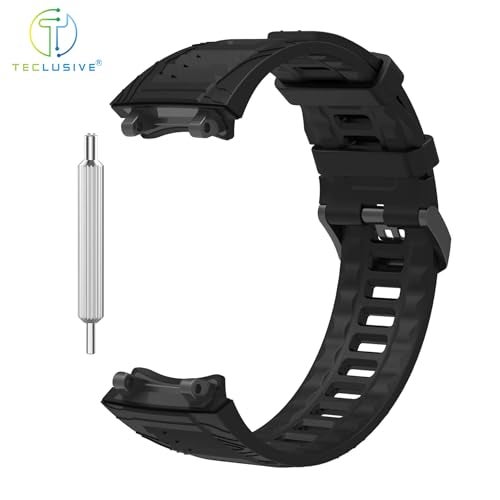 T TECLUSIVE Soft Silicone Strap Band Compatible with Amazfit T-Rex 3 | Adjustable Silicone Rubber Band with Installation Tool for TRex 3 only (Black) - Image 4