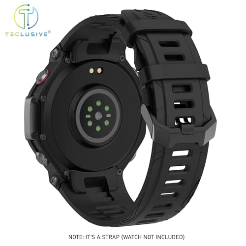 T TECLUSIVE Soft Silicone Strap Band Compatible with Amazfit T-Rex 3 | Adjustable Silicone Rubber Band with Installation Tool for TRex 3 only (Black) - Image 5
