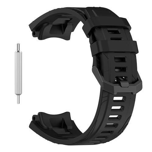 T TECLUSIVE Soft Silicone Strap Band Compatible with Amazfit T-Rex 3 | Adjustable Silicone Rubber Band with Installation Tool for TRex 3 only (Black) - Image 1