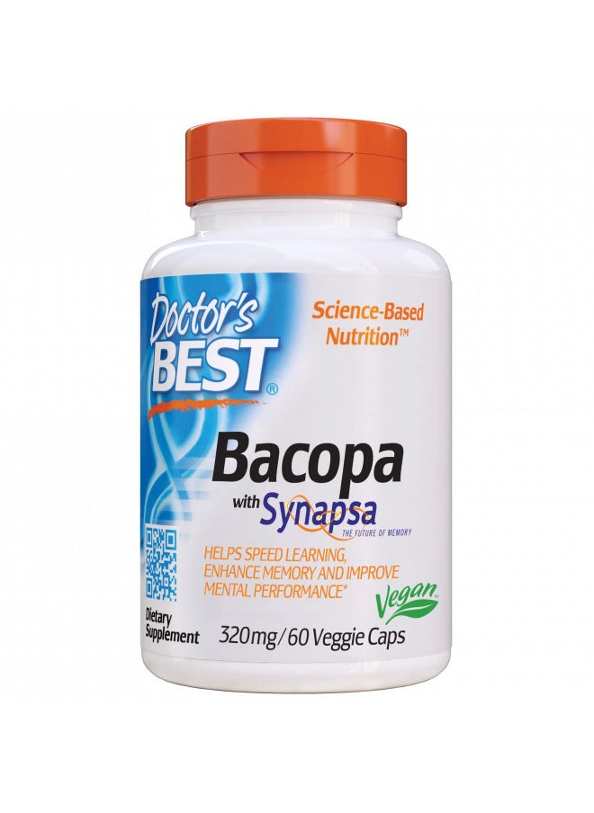 Doctor's BEST - Doctor's Best Bacopa with Synapsa, Brain, Enhances Memory, Antioxidant, Non-GMO, Vegan, Gluten & Soy Free, 320 mg, 60 Count - Image 1