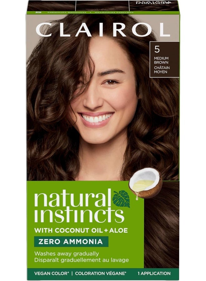 CLAIROL Natural Instincts Demi-Permanent Hair Dye, 5 Medium Brown Hair Color, Pack Of 1 - Image 1