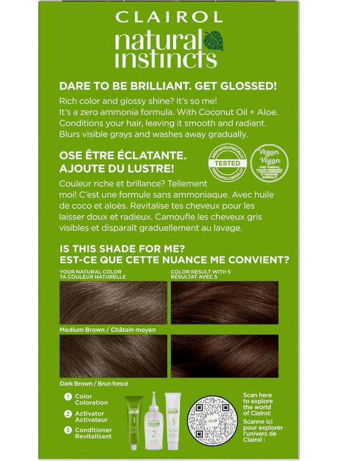 CLAIROL Natural Instincts Demi-Permanent Hair Dye, 5 Medium Brown Hair Color, Pack Of 1 - Image 2