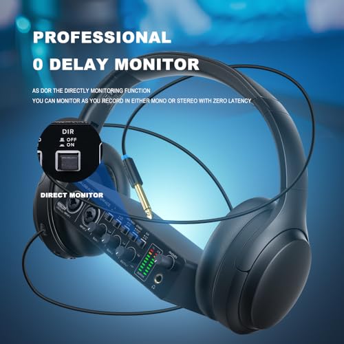 BOMGE U204 USB Audio Interface for PC Computer Recording Music, 2x2 Guitar Audio Interface for Mac 32Bit/192kHz Podcasting Streaming for Vocalist Producer with 48V Phantom - Image 5