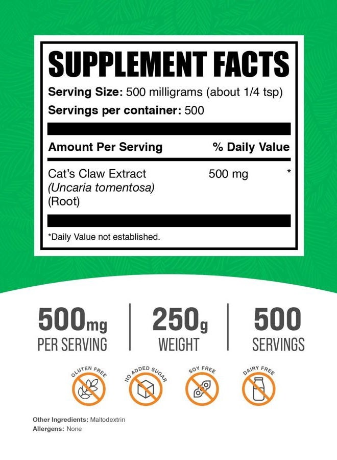 BulkSupplements .com Cat's Claw Extract Powder - Cat's Claw Supplement, Cats Claw Powder - Herbal Supplement, Gluten Free, 500mg per Serving, 250g (8.8 oz) (Pack of 1) - Image 2