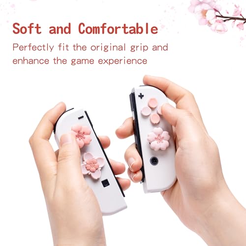 GeekShare Silicone Cross DPad Button Caps Set Cute Joystick Cover ABXY Key Buttons Sticker Compatible with Nintendo SwitchOLED Joy Con Sakura - Image 3
