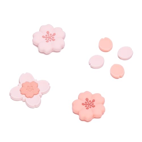GeekShare Silicone Cross DPad Button Caps Set Cute Joystick Cover ABXY Key Buttons Sticker Compatible with Nintendo SwitchOLED Joy Con Sakura - Image 1