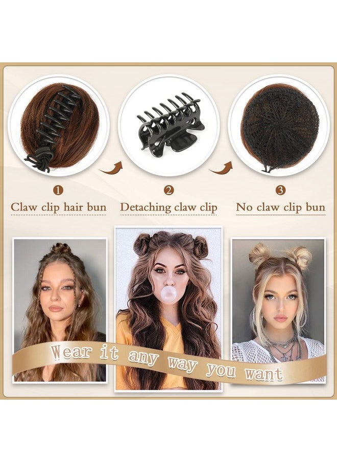 SOFEIYAN SOFEIYAN 2PCS Mini Claw Clip in Hair Bun Extension Synthetic Wig Accessory Updo Space Bun Hair Messy Cat Ears Hair Bun Pieces for Women, Darkest Brown Tend to Black  - Image 5