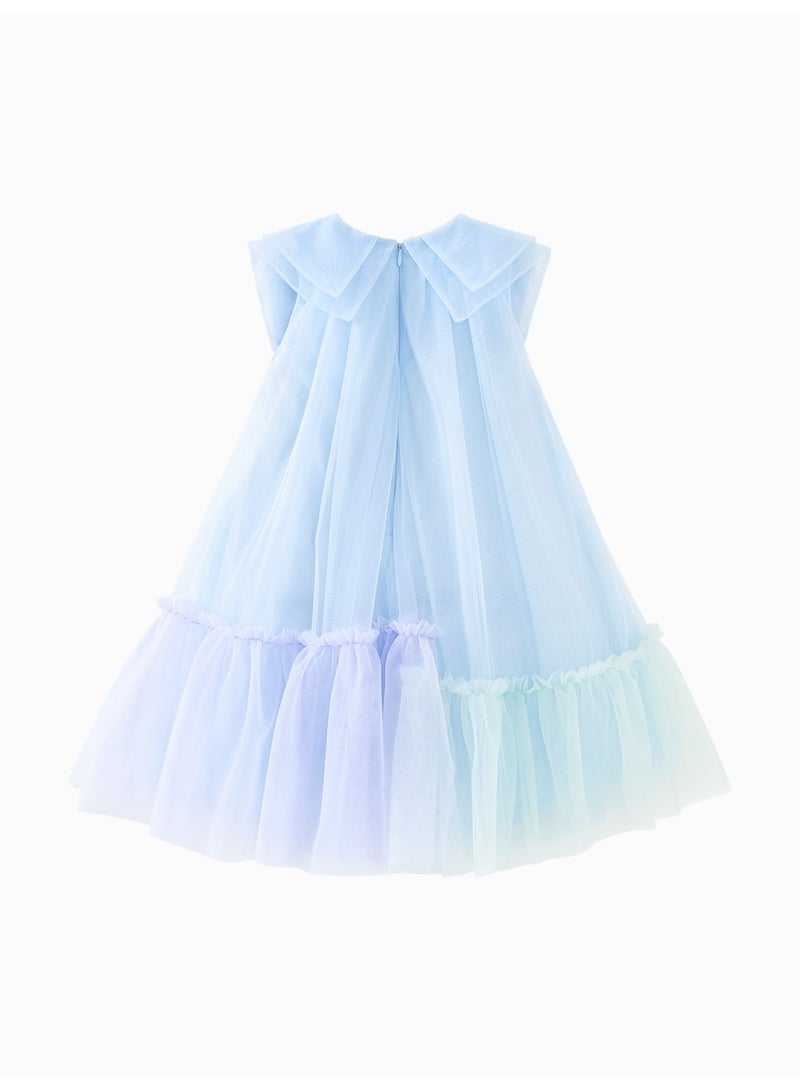 ميني بالا فستان طفلة بلا أكمام سحري، قطعة طاولة خفيفة وقابلة للتنفس، تشطيب قوسة كبير، طيز زخرفي متعدد الألوان، غلق بزل في الظهر، مثالي لحفلات ذات نمط شيطاني ولحفلات الاحتفال الخاصة والمناسبات الأنيقة فستان طفل - Image 5