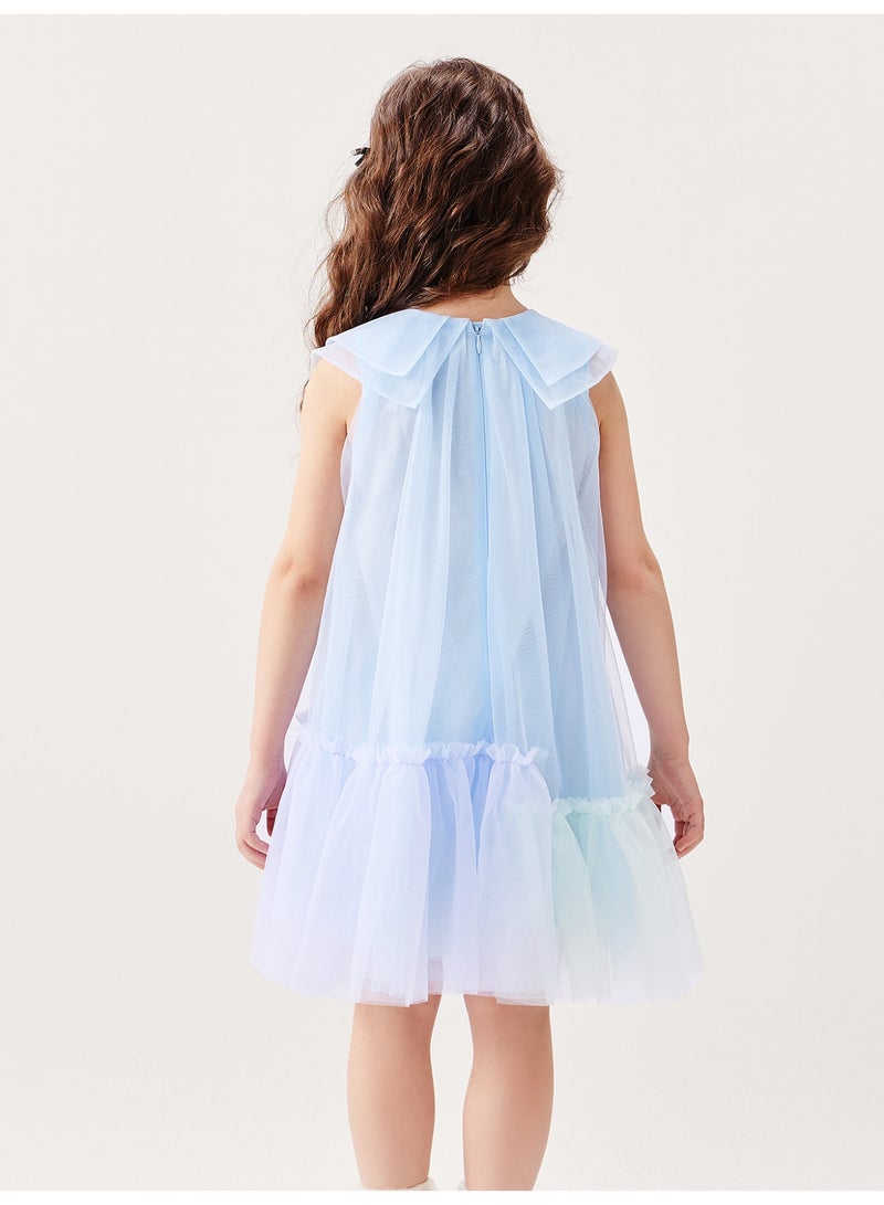 ميني بالا فستان طفلة بلا أكمام سحري، قطعة طاولة خفيفة وقابلة للتنفس، تشطيب قوسة كبير، طيز زخرفي متعدد الألوان، غلق بزل في الظهر، مثالي لحفلات ذات نمط شيطاني ولحفلات الاحتفال الخاصة والمناسبات الأنيقة فستان طفل - Image 3