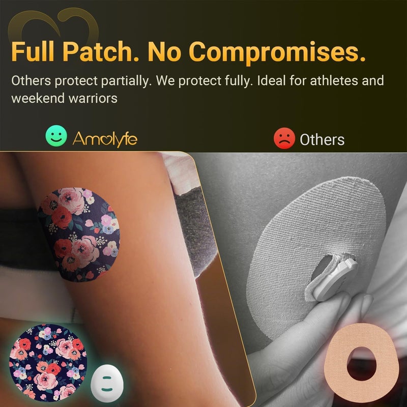 Amolyfe Flower Dexcom G7 Over Patches, Amolyfe 10-Pack Dexcom G7 & Stelo Adhesive Patches Waterproof Bump-Proof with Hard Cap, Breathable Medical Overpatch, 10-Day CGM Protection (P.Flower) - Image 3