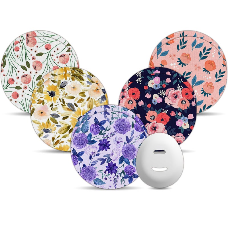 Amolyfe Flower Dexcom G7 Over Patches, Amolyfe 10-Pack Dexcom G7 & Stelo Adhesive Patches Waterproof Bump-Proof with Hard Cap, Breathable Medical Overpatch, 10-Day CGM Protection (P.Flower) - Image 1