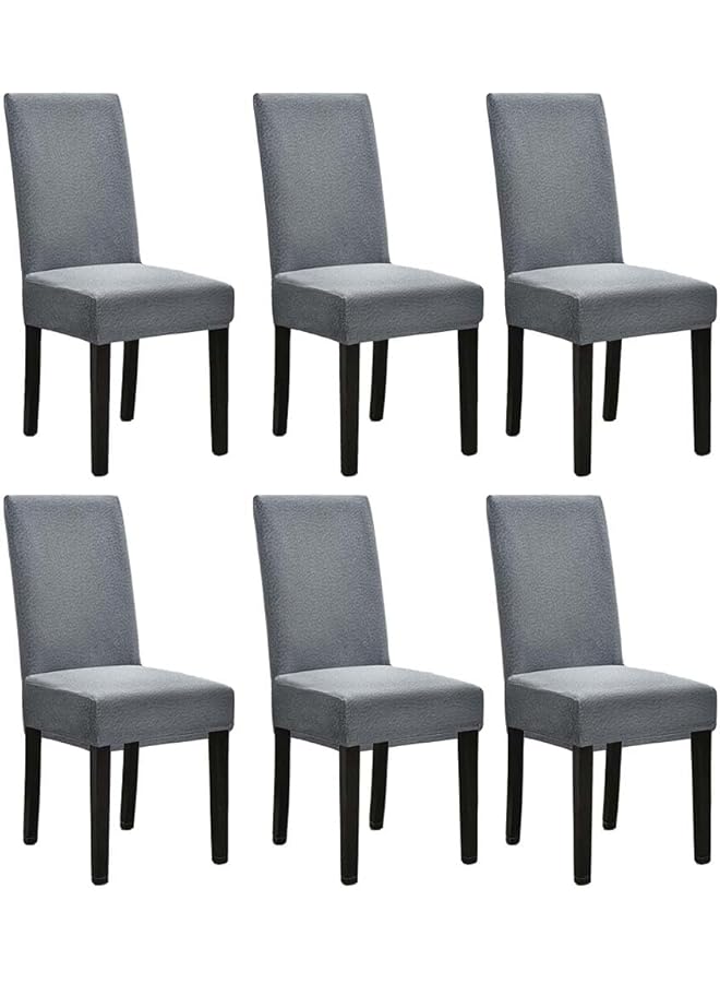 The Bros Dining Chair Covers Set of 6 Waterproof Chair Cover Seersucker Style Stretchable Protector Seat Slipcovers Removable and Washable Fit for Dinning Room, Old Chair, Wedding Ceremony,Grey - Image 1