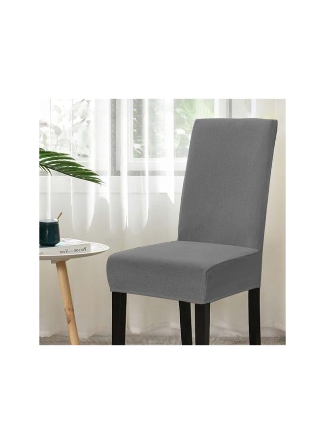 The Bros Dining Chair Covers Set of 6 Waterproof Chair Cover Seersucker Style Stretchable Protector Seat Slipcovers Removable and Washable Fit for Dinning Room, Old Chair, Wedding Ceremony,Grey - Image 5