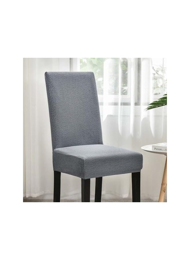 The Bros Dining Chair Covers Set of 6 Waterproof Chair Cover Seersucker Style Stretchable Protector Seat Slipcovers Removable and Washable Fit for Dinning Room, Old Chair, Wedding Ceremony,Grey - Image 4