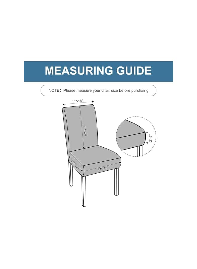 The Bros Dining Chair Covers Set of 6 Waterproof Chair Cover Seersucker Style Stretchable Protector Seat Slipcovers Removable and Washable Fit for Dinning Room, Old Chair, Wedding Ceremony,Grey - Image 2