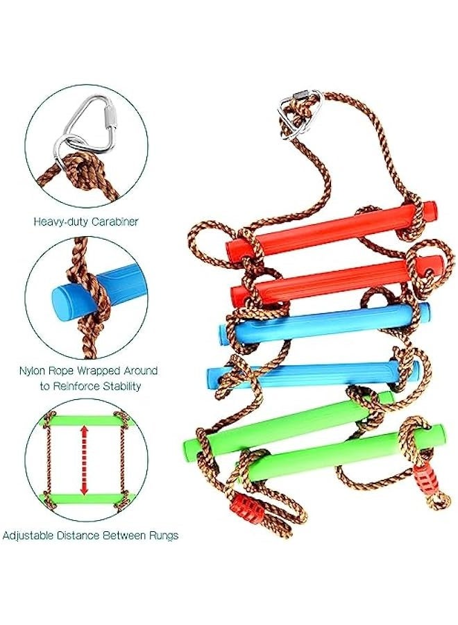 DURKU 6ft Wooden Ninja Ladder for Kids - Climbing Rope Ladder for Boys Aged 6-12 - Indoor Outdoor Backyard Playground Swing Set - Tree Toy Children Love - Image 2