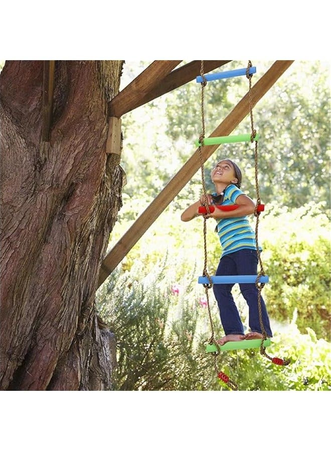 DURKU 6ft Wooden Ninja Ladder for Kids - Climbing Rope Ladder for Boys Aged 6-12 - Indoor Outdoor Backyard Playground Swing Set - Tree Toy Children Love - Image 5