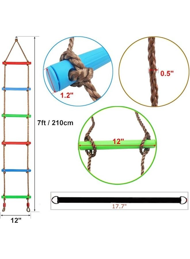 DURKU 6ft Wooden Ninja Ladder for Kids - Climbing Rope Ladder for Boys Aged 6-12 - Indoor Outdoor Backyard Playground Swing Set - Tree Toy Children Love - Image 3