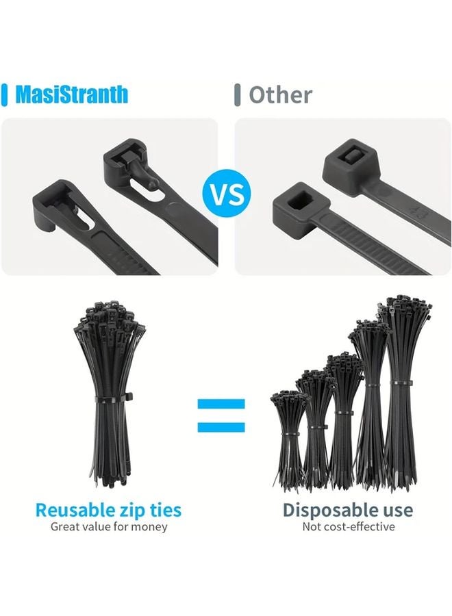 100pcs 7.87 Inch Reusable Quick Release Plastic Cable Zip Ties Adjustable Wire Fasteners - Image 3