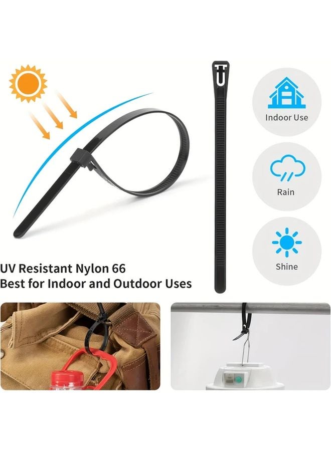 100pcs 7.87 Inch Reusable Quick Release Plastic Cable Zip Ties Adjustable Wire Fasteners - Image 4
