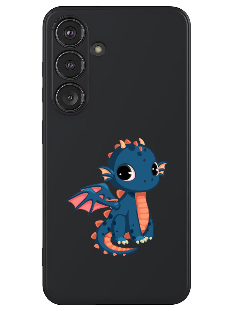 Theodor Protective Slim Fit Case Liquid Silicone Cover with Full Body Protection Anti-Scratch Shockproof Case For Samsung Galaxy S25 Plus (Black) - dragon - Image 1