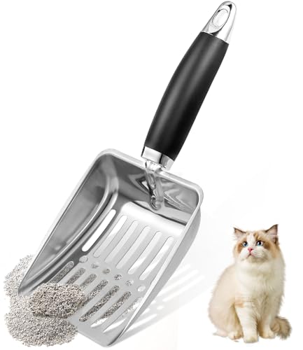 NewGF Stainless Steel Cat Litter ScoopMetal Cat Litter ScoopKitty Metal ScooperSturdy Mesh ScooperSuitabla cat Scooper for Cat Litter BoxSliver - Image 1
